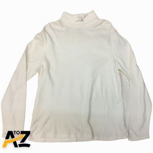 Studio Works Womens Long Sleeve Top Size Large White Turtleneck Pullover